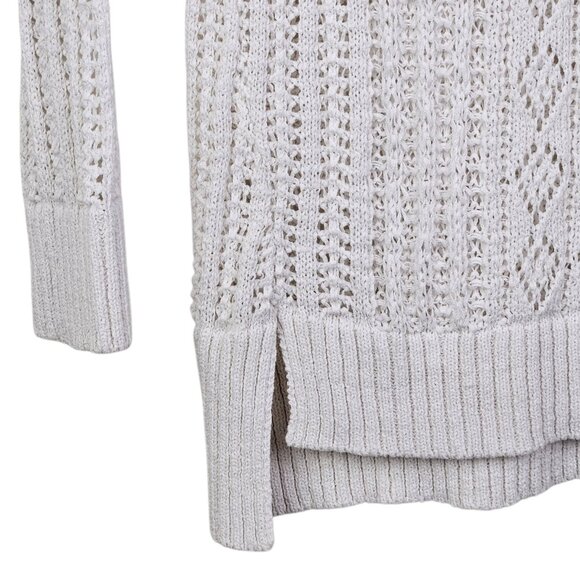 White House Black Market Linen Blend Crochet V-Neck Sweater Size‎ Small - Picture 7 of 10